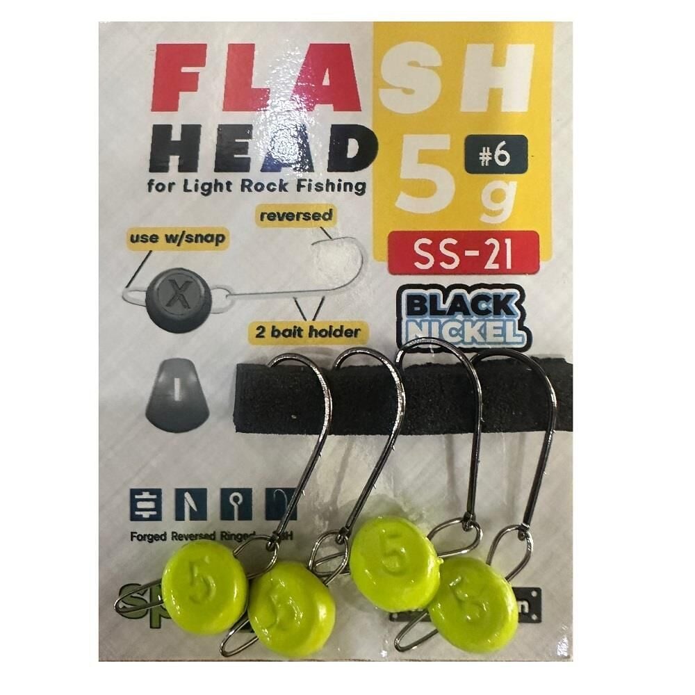 SpiinX Flash Head  6 No 5gr Mafsallı Jig Head Zoka 4 Adet Sarı