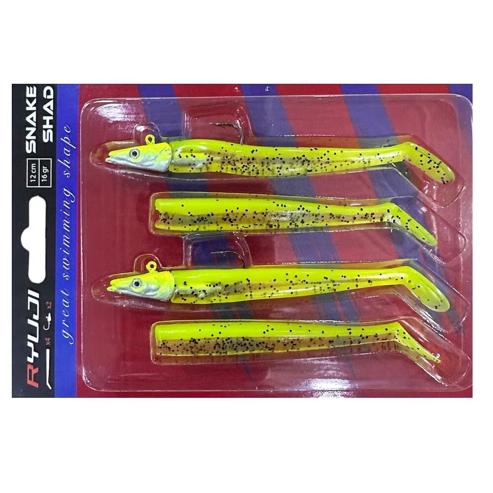 Ryuji Snake Shad 12cm 16gr (2 Jighead + 4  Silikon) 13 Chartreuse UV
