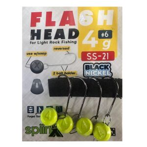SpiinX Flash Head 6 No 4gr Mafsallı Jig Head Zoka 4 Adet Sarı