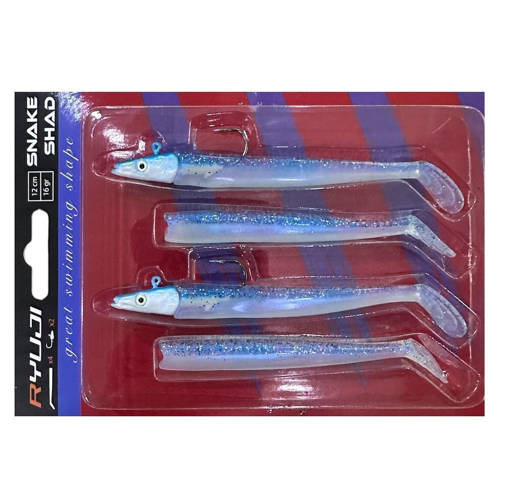 Ryuji Snake Shad 12cm 16gr (2 Jighead + 4  Silikon) 11 Blue Ice