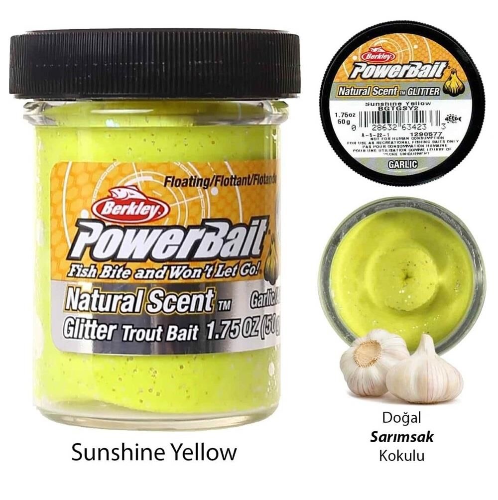 Berkley Powerbait Natural Scent Garlic Simli Alabalık Hamuru Sunshine Yellow