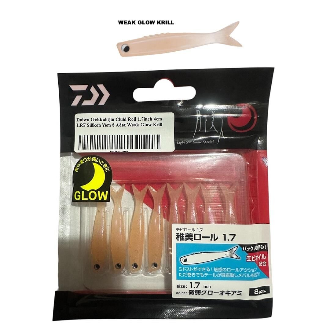 Daiwa Gekkabijin Chibi Roll 1.7inch 4cm LRF Silikon Yem 8 Adet Weak Glow Krill