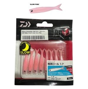 Daiwa Gekkabijin Chibi Roll 1.7inch 4cm LRF Silikon Yem 8 Adet Glow Pink