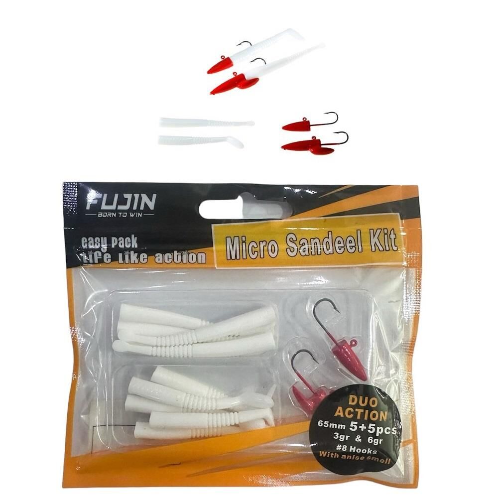 Fujin Micro Sandeel Kit LRF Silikon 12 Parça Red Head