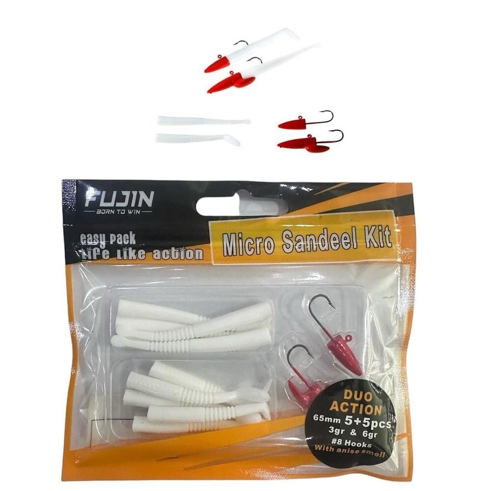Fujin Micro Sandeel Kit LRF Silikon 12 Parça Red Head