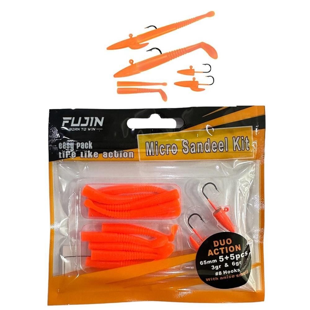 Fujin Micro Sandeel Kit LRF Silikon 12 Parça Fluorescent Orange