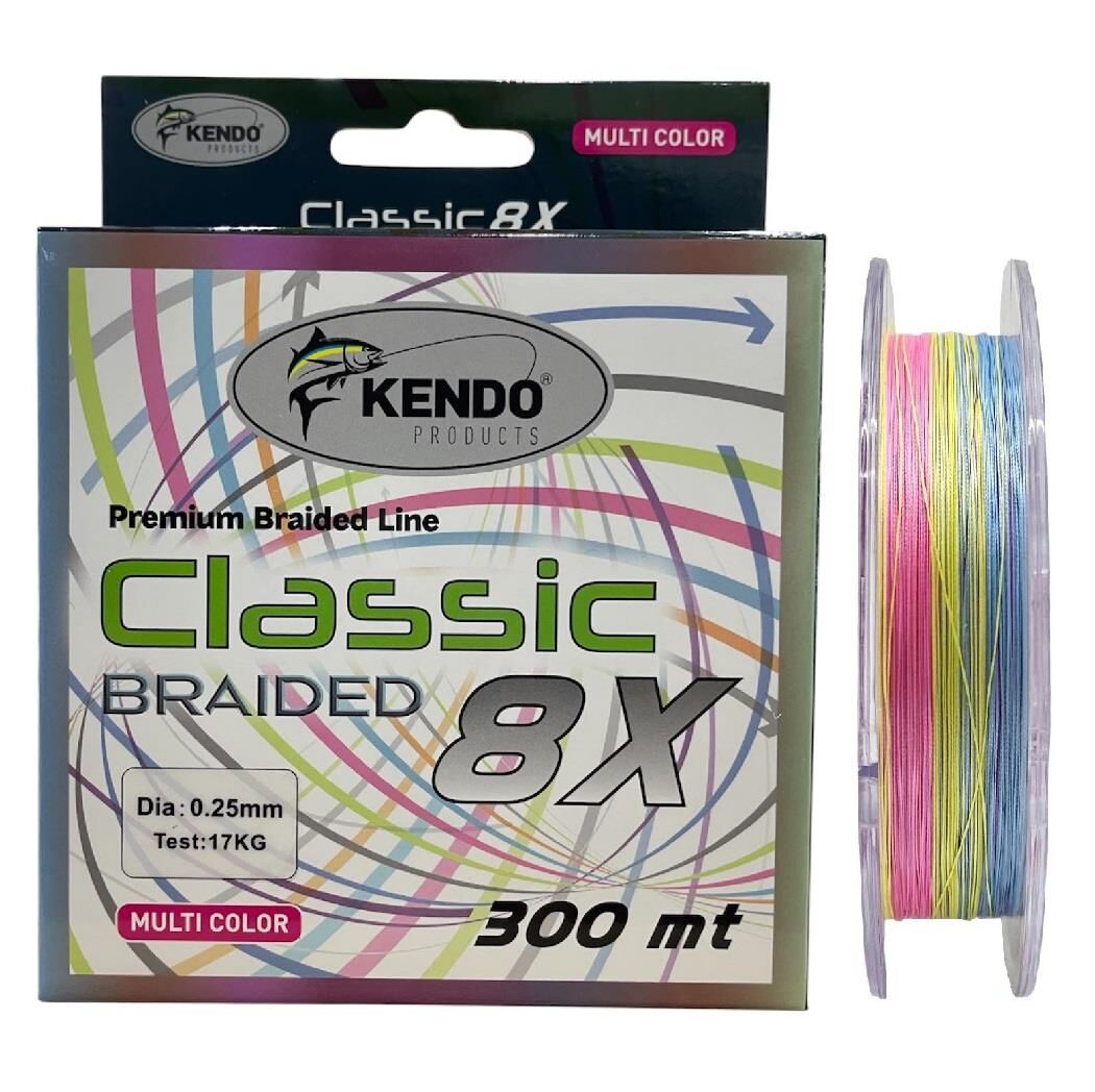 Kendo Classic 8X 300mt 0.25mm 17kg Örgü İp Misina Multi Color