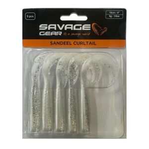 Savage Gear LB Sandeel Curltail 10cm 5gr Silikon Yem 5 Adet Pearl Silver