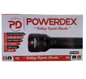 Powerdex PD-6900 Zoomlu Şarjlı  El Feneri 20W 2000 Lümen