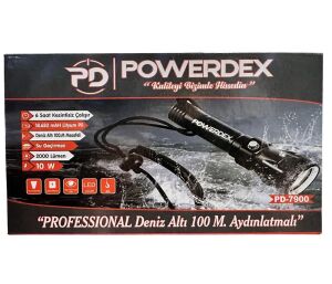 Powerdex PD-7900 Şarjlı Su Altı Dalış El Feneri 10W 2000 Lümen