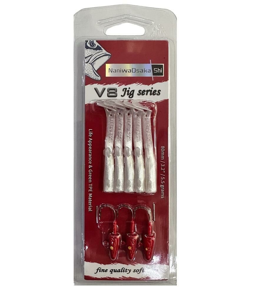 NaniwaOsakaShi V8 Jig Series 8cm 5.5gr Silikon Yem (3+5) Red Head