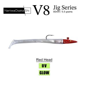 NaniwaOsakaShi V8 Jig Series 8cm 5.5gr Silikon Yem (3+5) Red Head