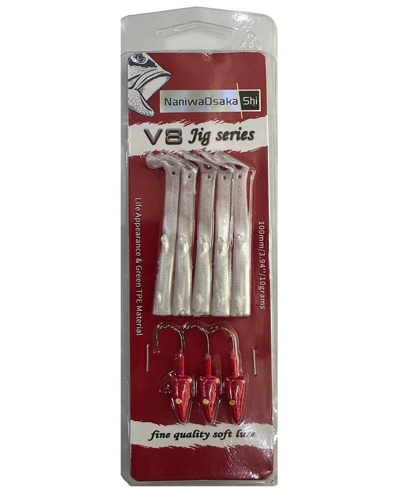 NaniwaOsakaShi V8 Jig Series 10cm 10gr Silikon Yem (3+5) Red Head