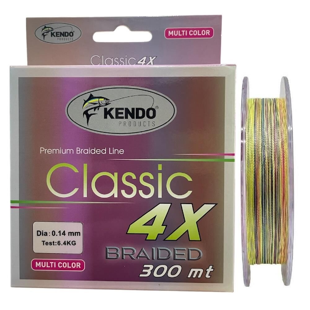 Kendo Classic 4X 300mt 0.14mm 6.4kg Örgü İp Misina Multi Color