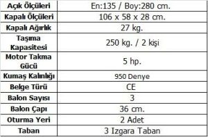 Aqua Storm Motor Takılan STM 280 Gri-Mavi Şişme Bot