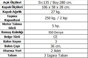 Aqua Storm Motor Takılan STM 280 Gri-Mavi Şişme Bot