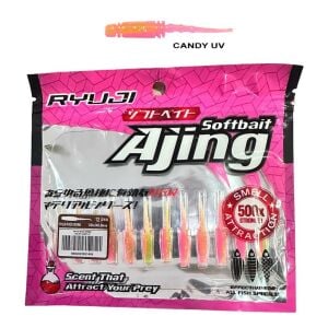 Ryuji Rock Worm 4cm Kokulu LRF Silikon Yem (12 adet) Candy UV