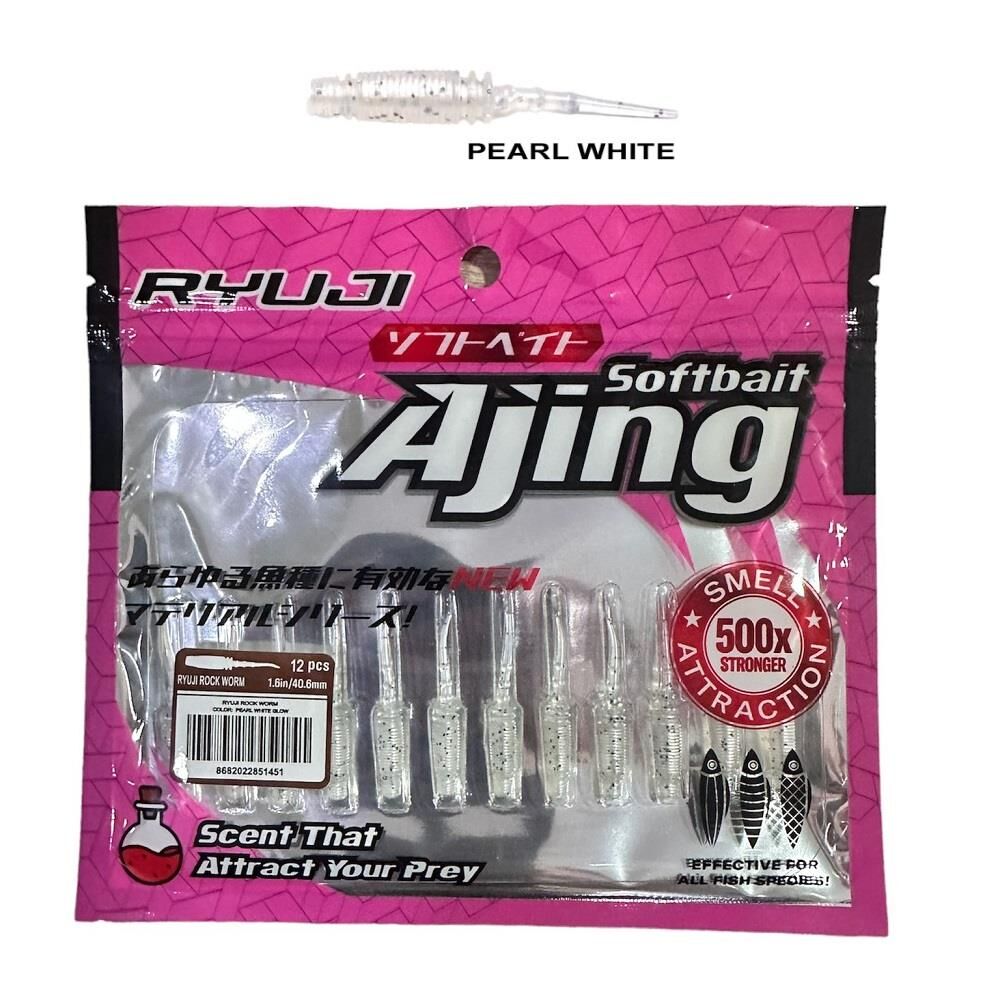 Ryuji Rock Worm 4cm Kokulu LRF Silikon Yem (12 adet) Pearl White