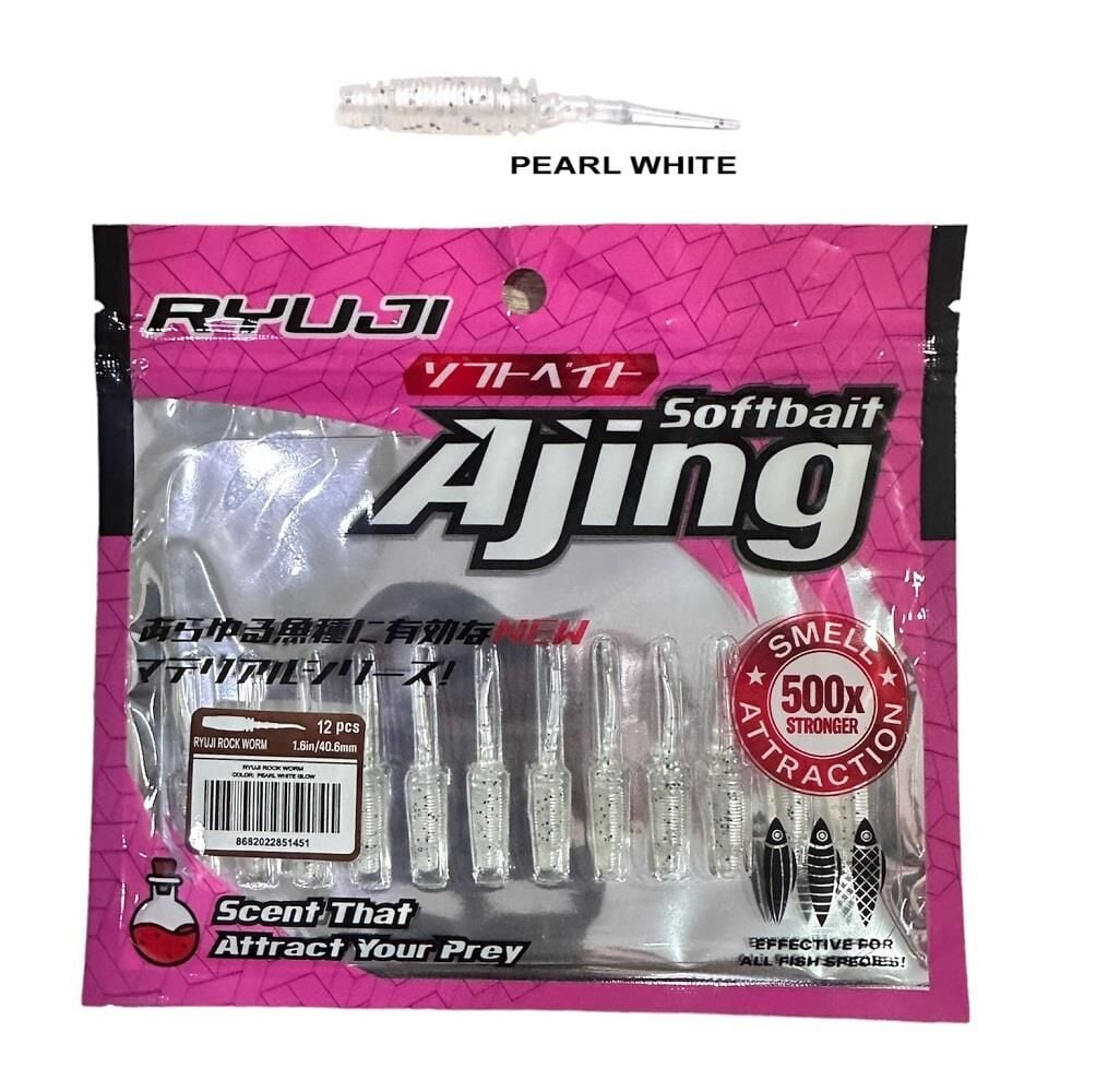 Ryuji Rock Worm 4cm Kokulu LRF Silikon Yem (12 adet) Pearl White