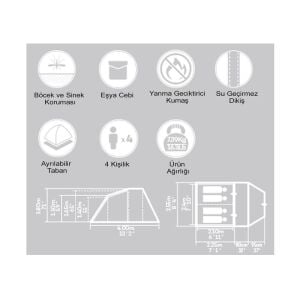 Pavillo 68092 4 Kişilik Büyük Kamp Çadırı