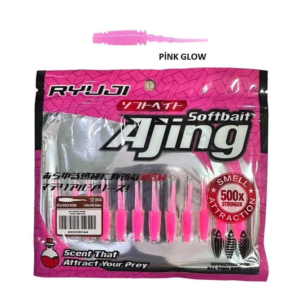 Ryuji Rock Worm 4cm Kokulu LRF Silikon Yem (12 adet) Pink Glow