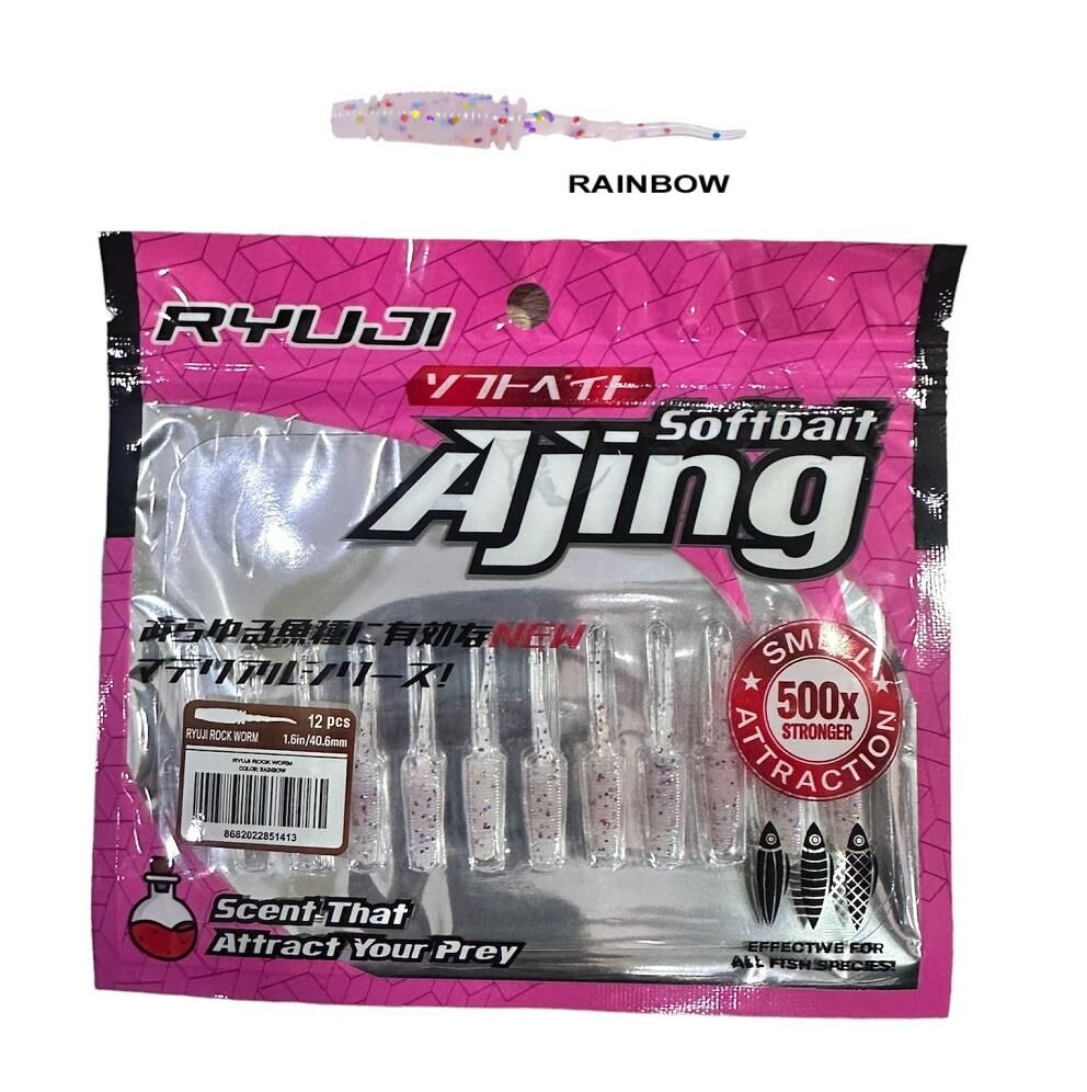 Ryuji Rock Worm 4cm Kokulu LRF Silikon Yem (12 adet) Rainbow