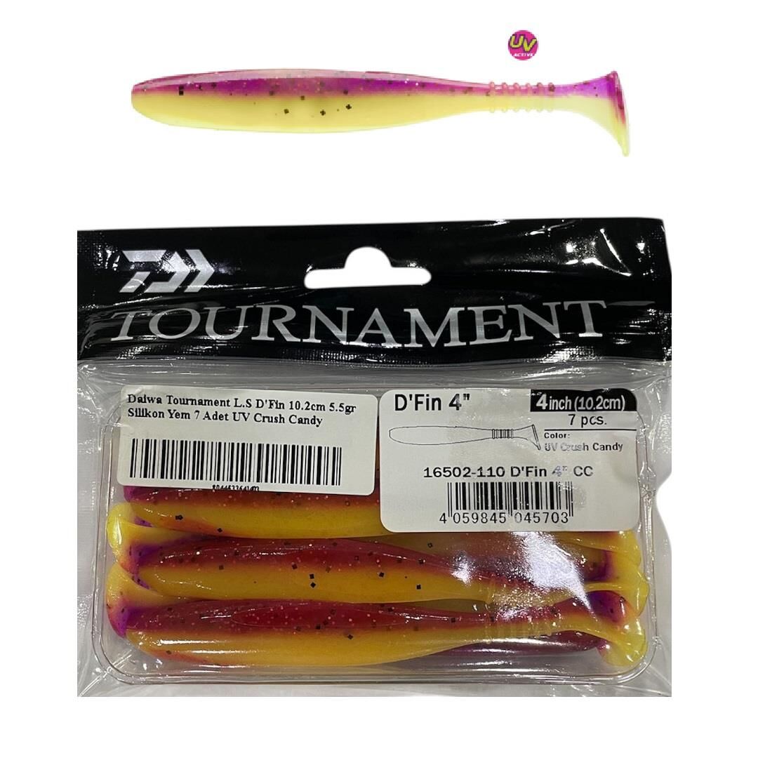 Daiwa Tournament L.S D'Fin 10.2cm 5.5gr Silikon Yem 7 Adet UV Crush Candy