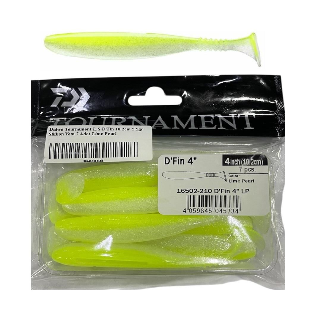 Daiwa Tournament L.S D'Fin 10.2cm 5.5gr Silikon Yem 7 Adet Lime Pearl