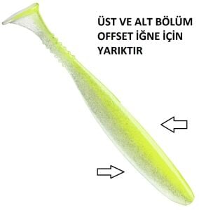 Daiwa Tournament L.S D'Fin 10.2cm 5.5gr Silikon Yem 7 Adet Lime Pearl