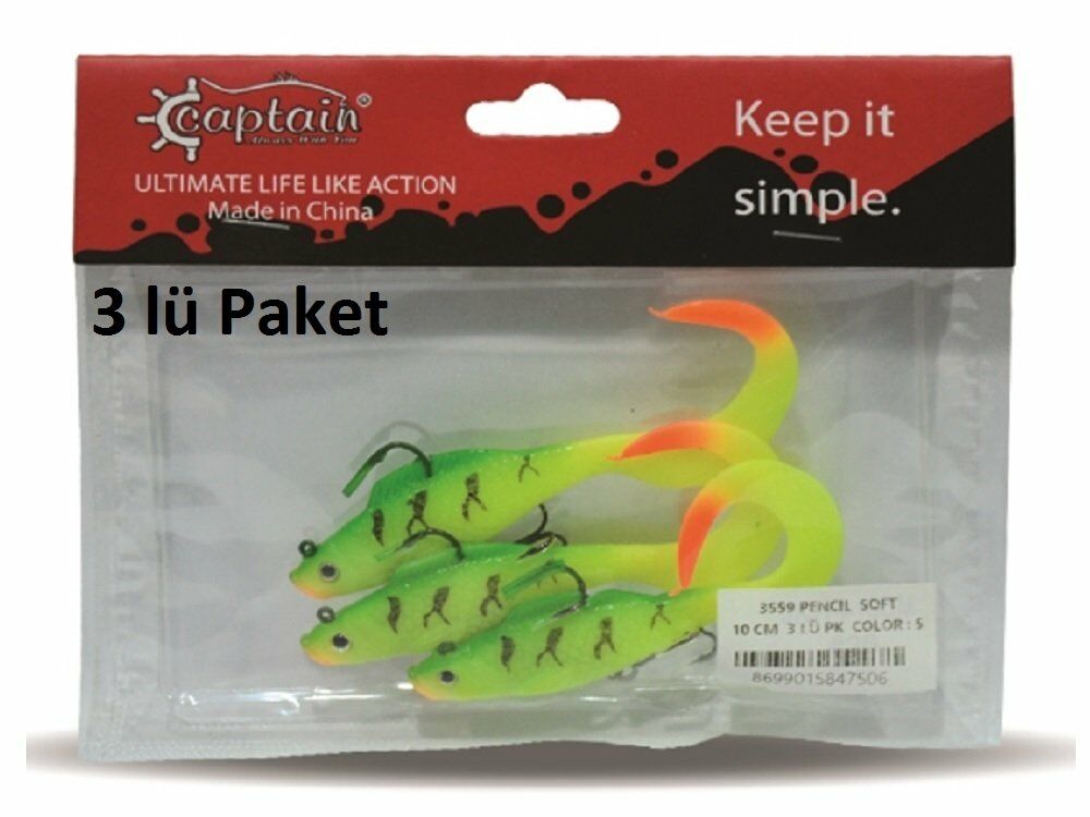 Captain 3559 Pencil Soft 10cm 12.5gr Silikon Yem Color:5