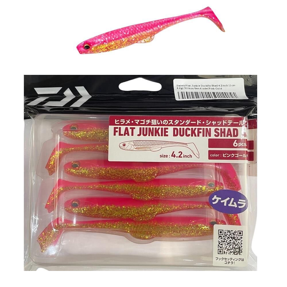 Daiwa Flat Junkie Duckfin Shad 4.2inch 11cm 8.6gr Silikon Yem 6 Adet Pink Gold