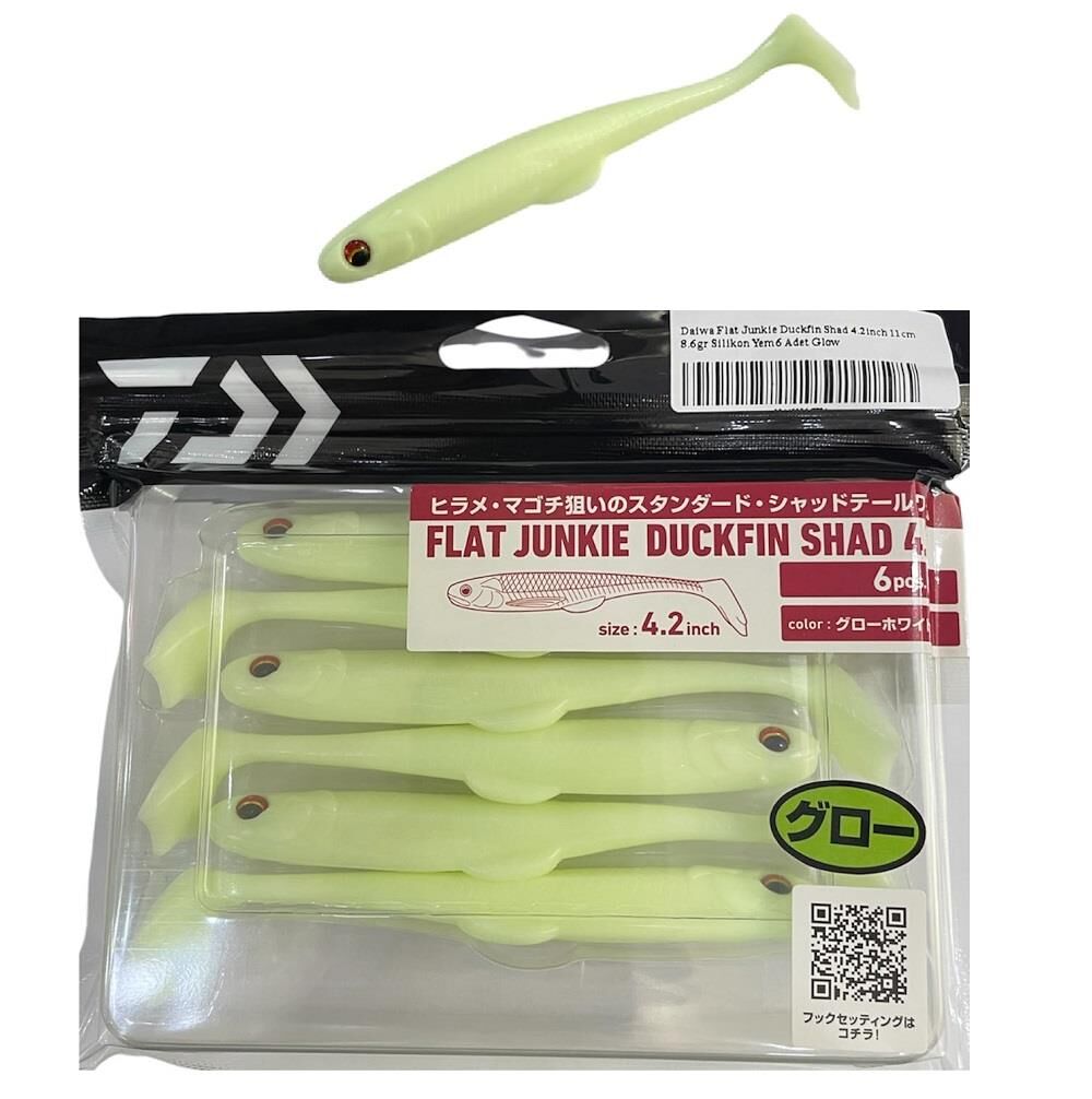 Daiwa Flat Junkie Duckfin Shad 4.2inch 11cm 8.6gr Silikon Yem 6 Adet Glow