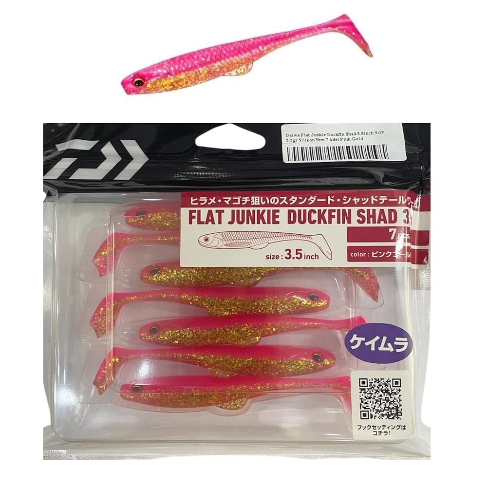 Daiwa Flat Junkie Duckfin Shad 3.5inch 9cm 5.2gr Silikon Yem 7 Adet Pink Gold