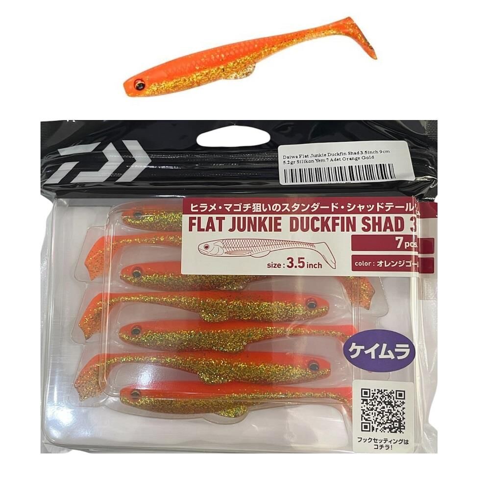 Daiwa Flat Junkie Duckfin Shad 3.5inch 9cm 5.2gr Silikon Yem 7 Adet Orange Gold
